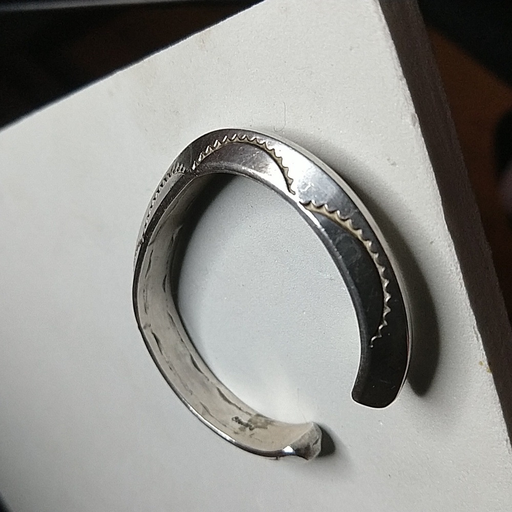 Solid Sterling Silver 925 Cuff Bracelet Native Am… - image 5